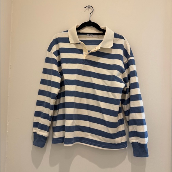 Parke Women's Blue and White Striped Crew Neck Sweater - Picture 2 of 4